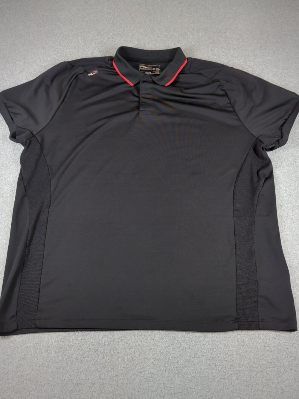 RLX Ralph Lauren Polo Shirt Men's 2XL Black Snap Button Performance Stretch Golf